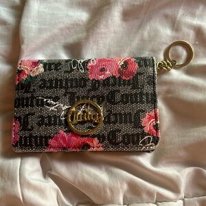 Juicy Couture Black w Pink Flowers Wallet